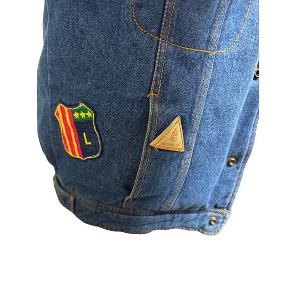 London Fog Vintage Rare HTF Denim Jacket Youth Large Suze 16 Lettermen Patches - Picture 7 of 8